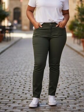 Lane Bryant Olive Green Skinny Jeans